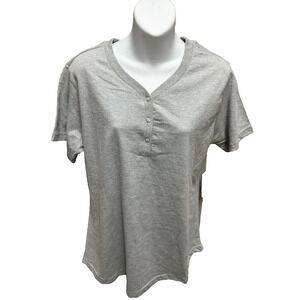 Canyon Guide Outfitter Womens Shirt Size Large Henley V-neck Short Sleeve Gray